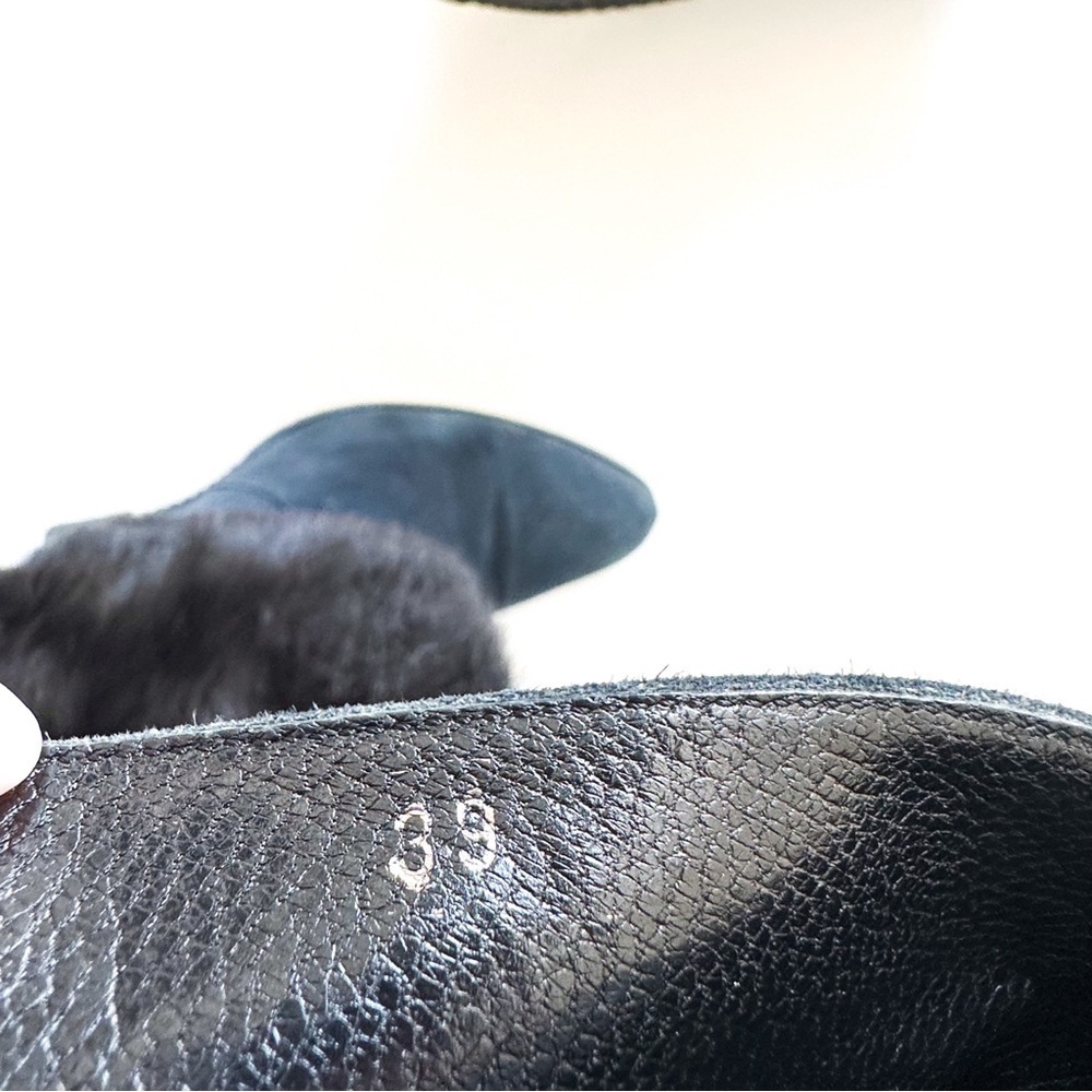 John Richmond Blue Suede Fur Wedge Boots with RICH Embellishments 39 - Picture 9 of 12